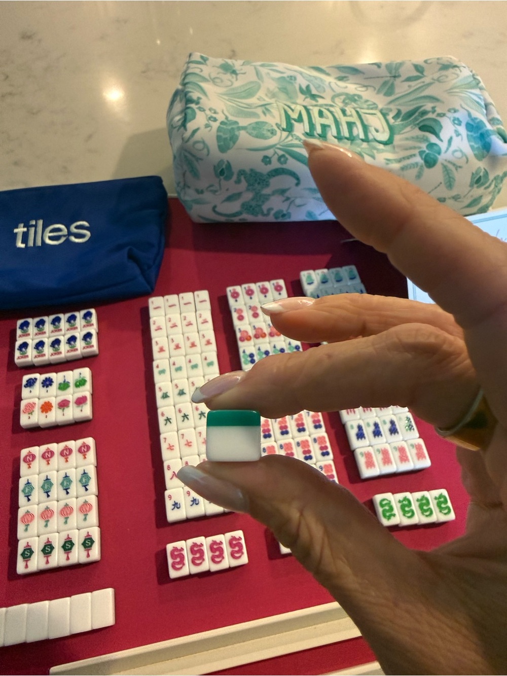 Travel tiles palm beach Mahjong Set with Teal Case - oh my mahjong - Picture 9 of 10